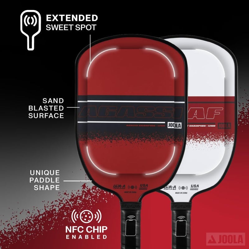JOOLA Agassi/GRAF Champion Set with Pickleball Paddles, Balls & Sling Bag - Sandblasted Pickleball Racket - Agassi Shape with Extended Sweet Spot - UPA-A Certified - USAP Approved - NFC Chip Enabled - Image 4